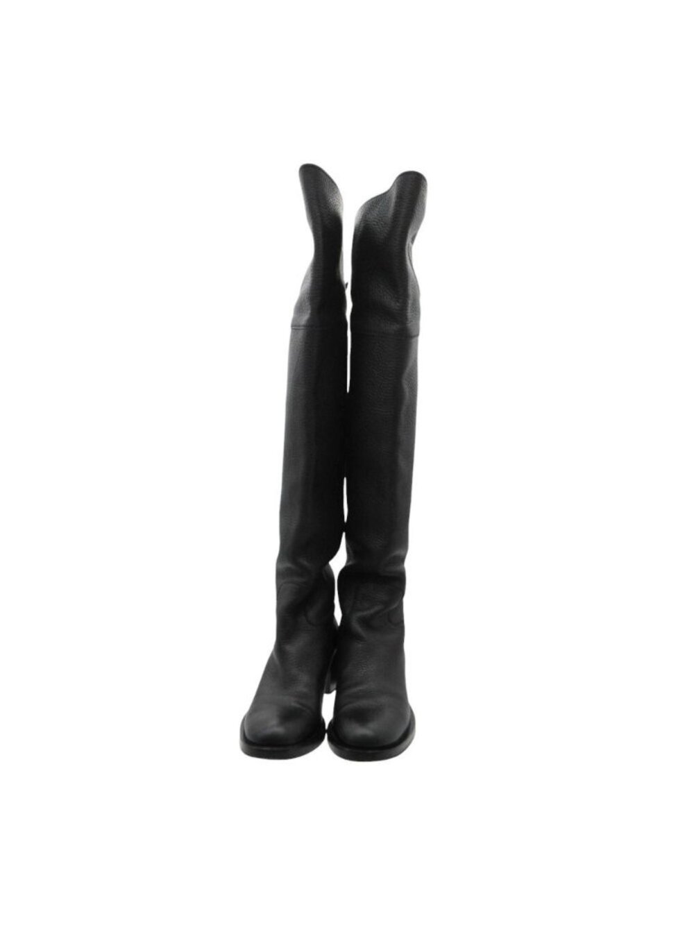 Gucci Boots Interlocking Embossed Leather Long Knee High Shoes Black - Picture 4 of 9